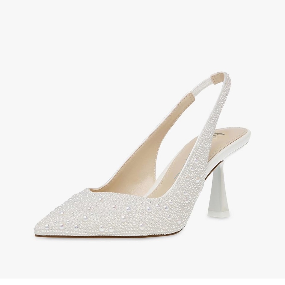 Betsey Johnson White Textured Slingback Heels